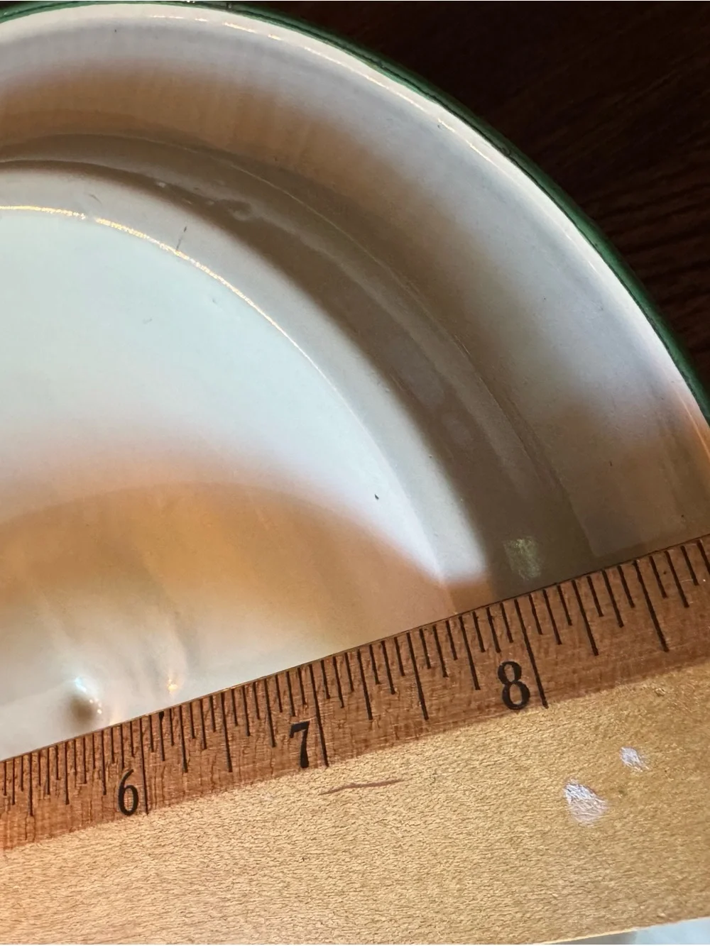 VTG Enamel Replacement Lid Only in Cream with Green Accent early mid century